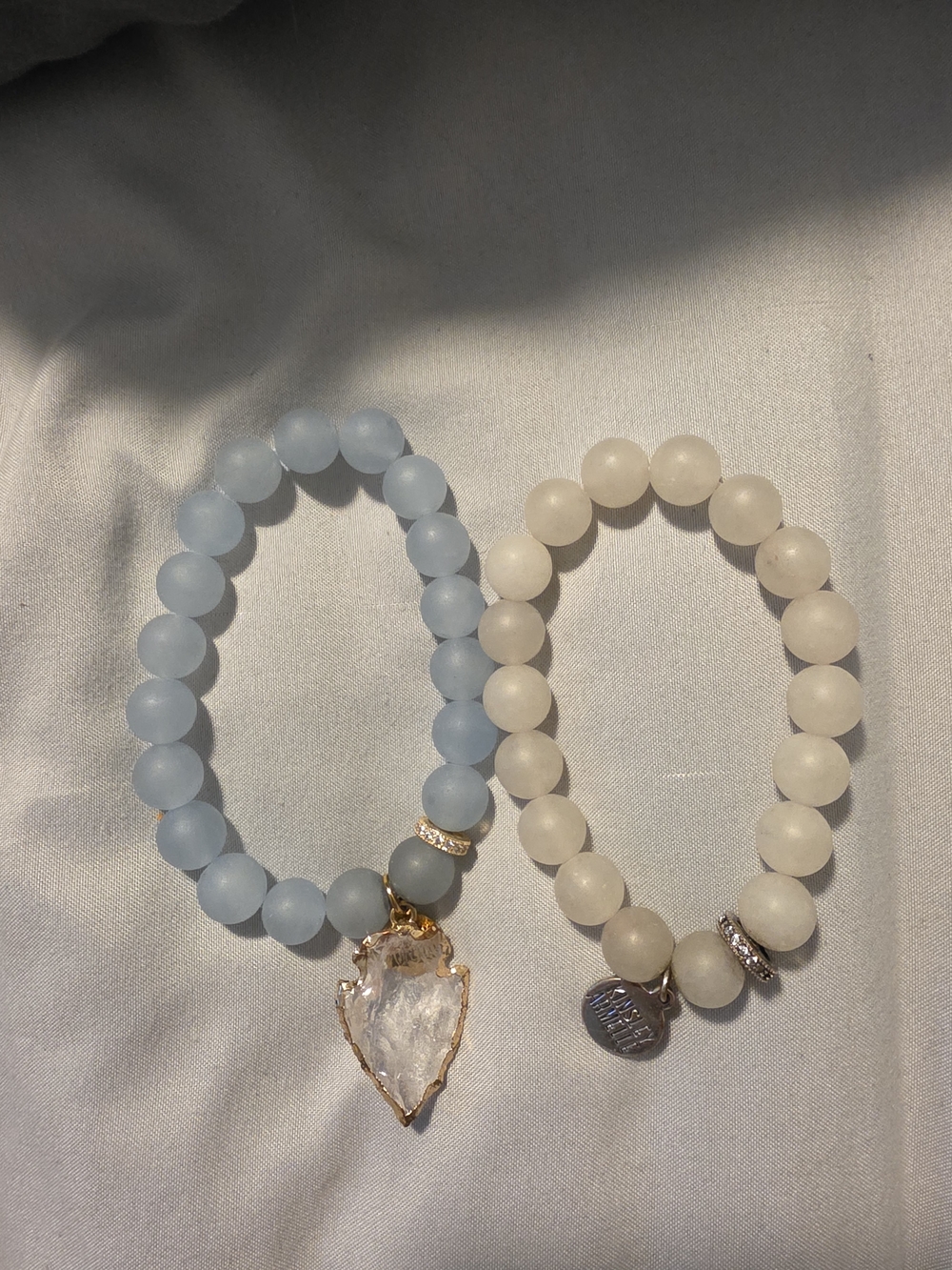 Kinsley Armelle Bracelets Set with Sky Blue and Cream Gemstone Beads